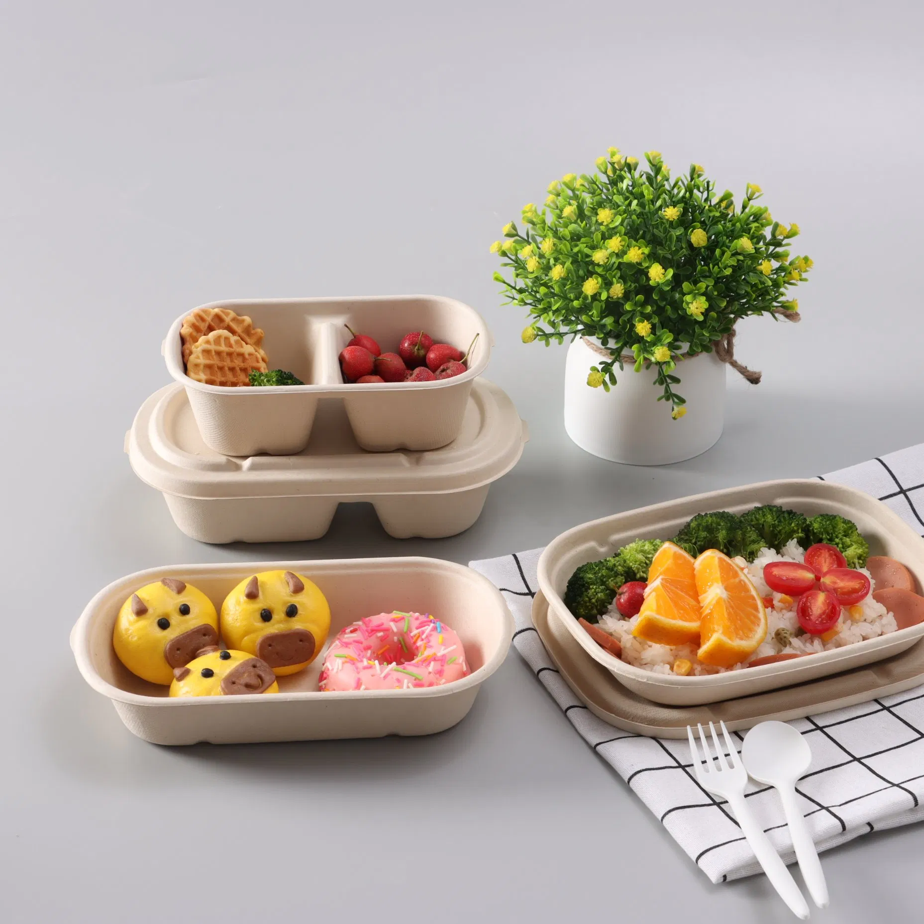 Ланч-бокс биоразлагаемый из багассы, 500 мл