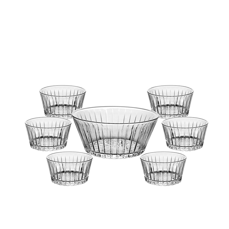 New Arrival 7PCS Glass Salad Bowl Set Big Fruit Bowl with Small Ice Cream Bowl for Home Life Bowl Set