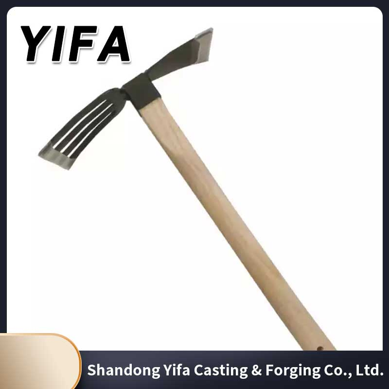 Hot Sale Cheaper Price Multifunctional Wooden Handle Fork Hoe Garden Tool Rake Pickaxe Dual-Purpose Small Hoe