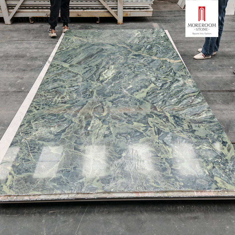 Sintered Stone Premium Prada Green Marble Slabs for Luxury Villa Flooring Design