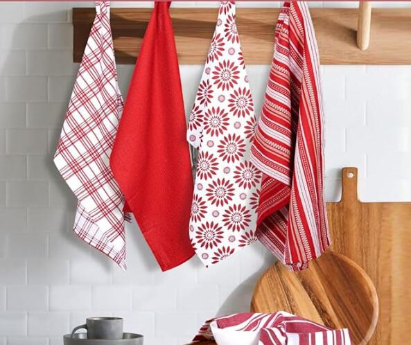 Colorful Quick Dry Kitchen Towels with Tassels for Dishwashing