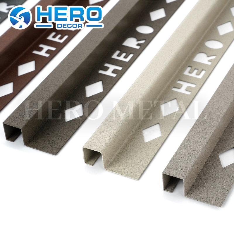 Top Quality Modern Office Transition Strip 2.2m Stone Grain Series Grey White Tile Space Square Shape Corner Edge Trim