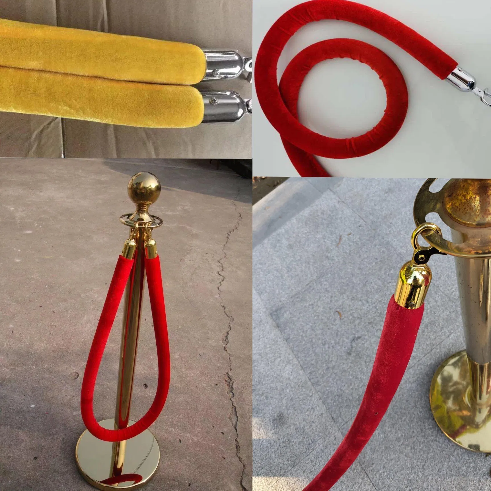 Mirror Golden 1.5m Fixed Length Rope Stanchion 95cm Height