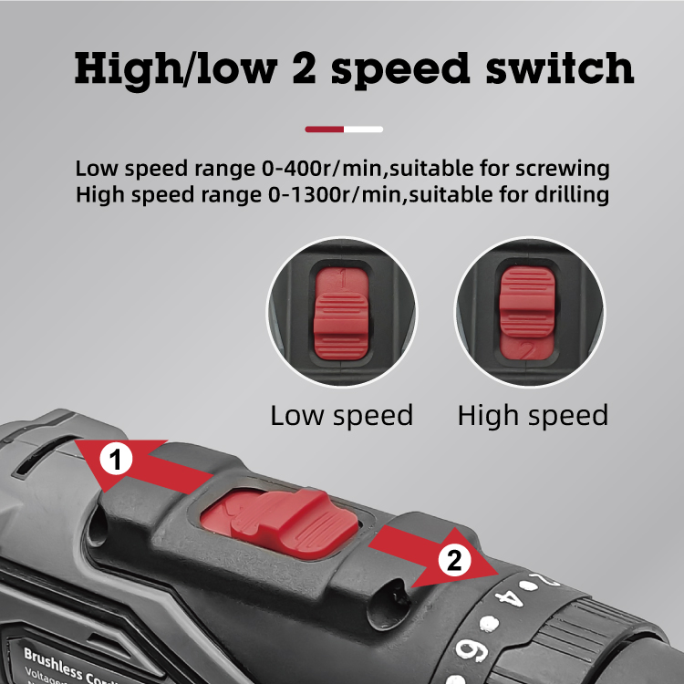 Kbd31802 20V Brushless Cordless Drill 2 Speed Lithiun Power Drills High Torque Powerful Motor LED Working Light