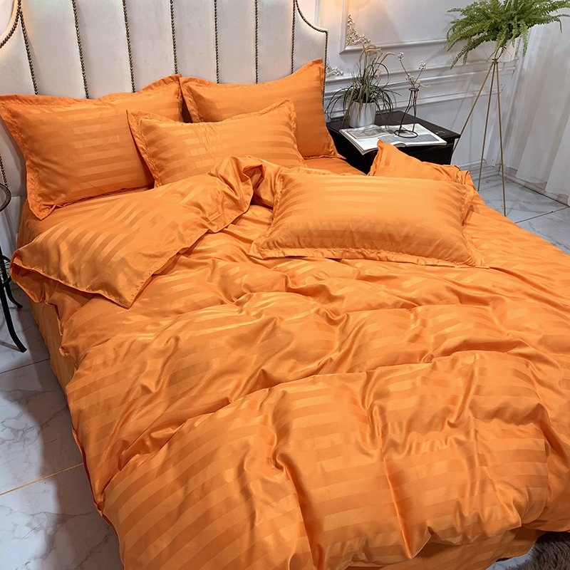 Hotel Home 3cm Stain Stripe Bedding Set Duvet Cover Bed Sheet Set