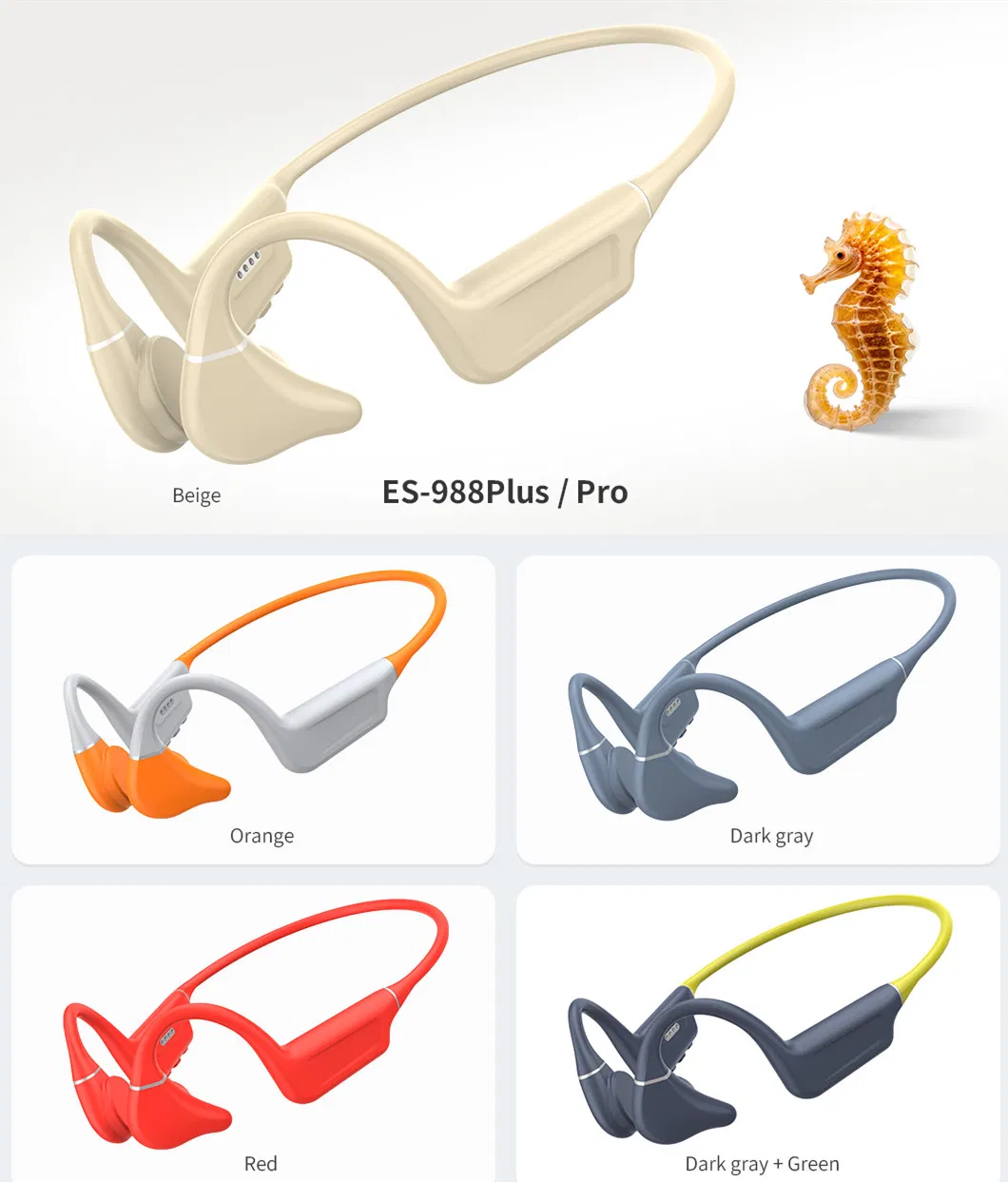 Es-998plus Wireless Headband Headphones Bone Conduction Headset Global Patented Design Open Ear Earphones with Dual Modes