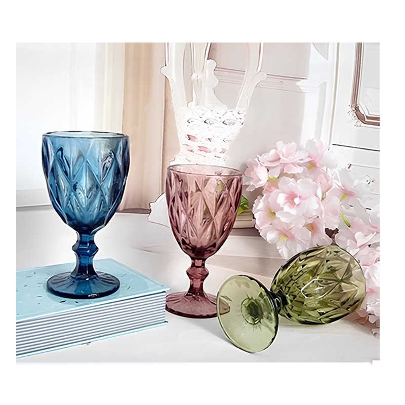 Colored Red Pink Purple Wine Goblets Glass Cups for Wedding