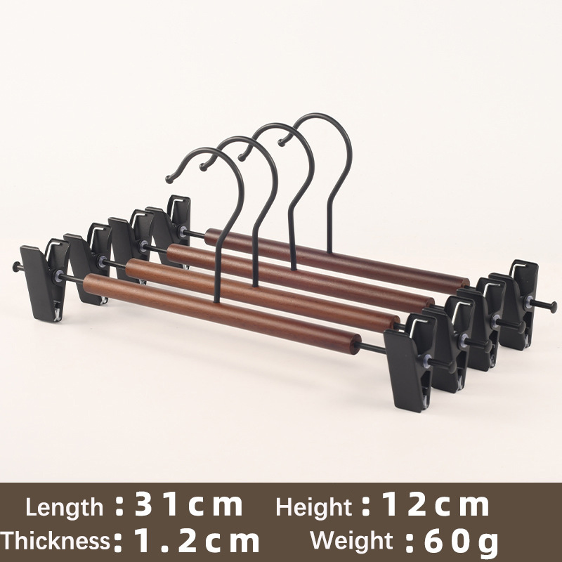 Solid Wood and Iron Combination Design One-Line Pants Hangers Rack Metal Hanger Trouser Hanger