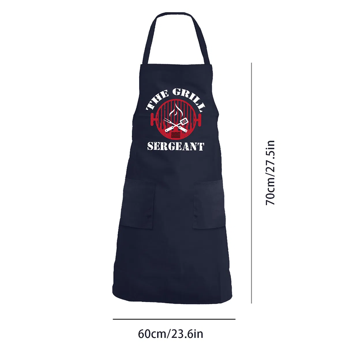 Kitchen Apron, Navy Blue with Hot Stamping, Anti-Stain and Wear-Resistant, Outdoor Barbecue, Party Apron