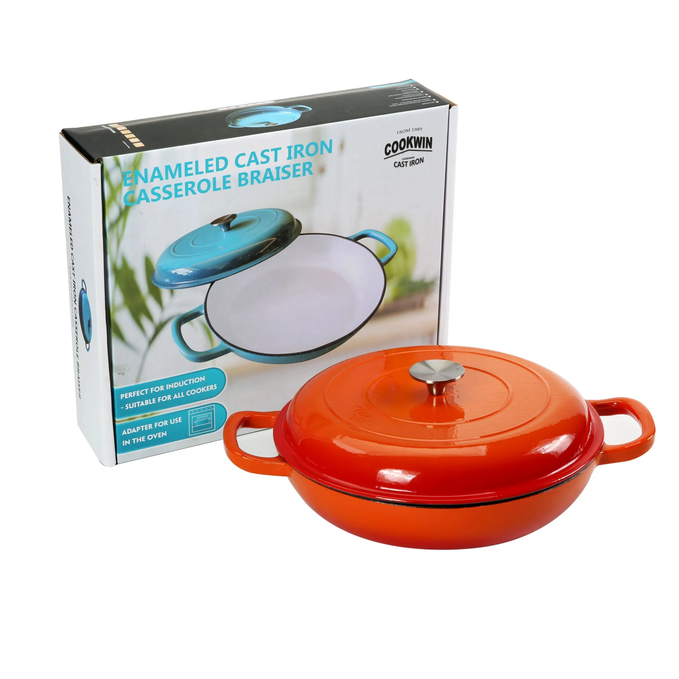 Чугунная эмалированная кастрюля 30 см Cookwin