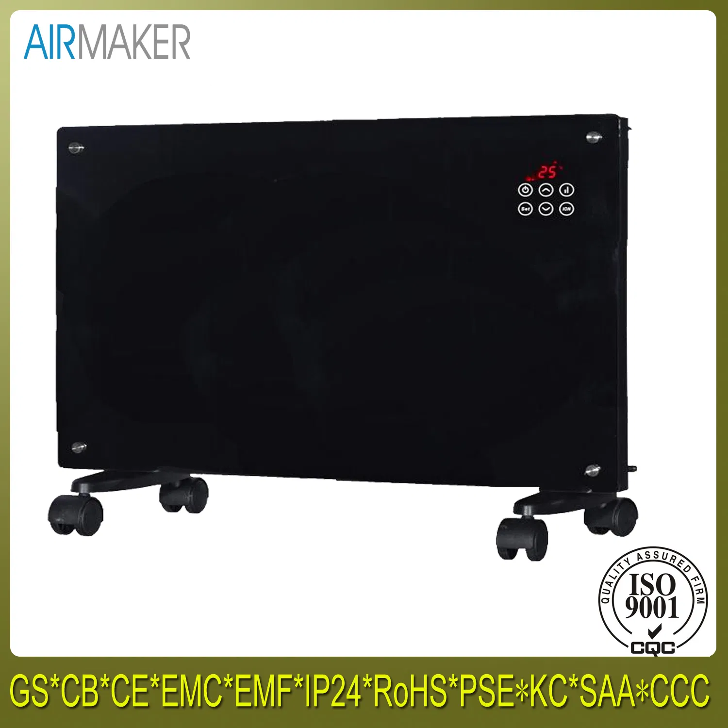 2400W Electric Convection Curved Tempered Glass Panel Heater GS/CE