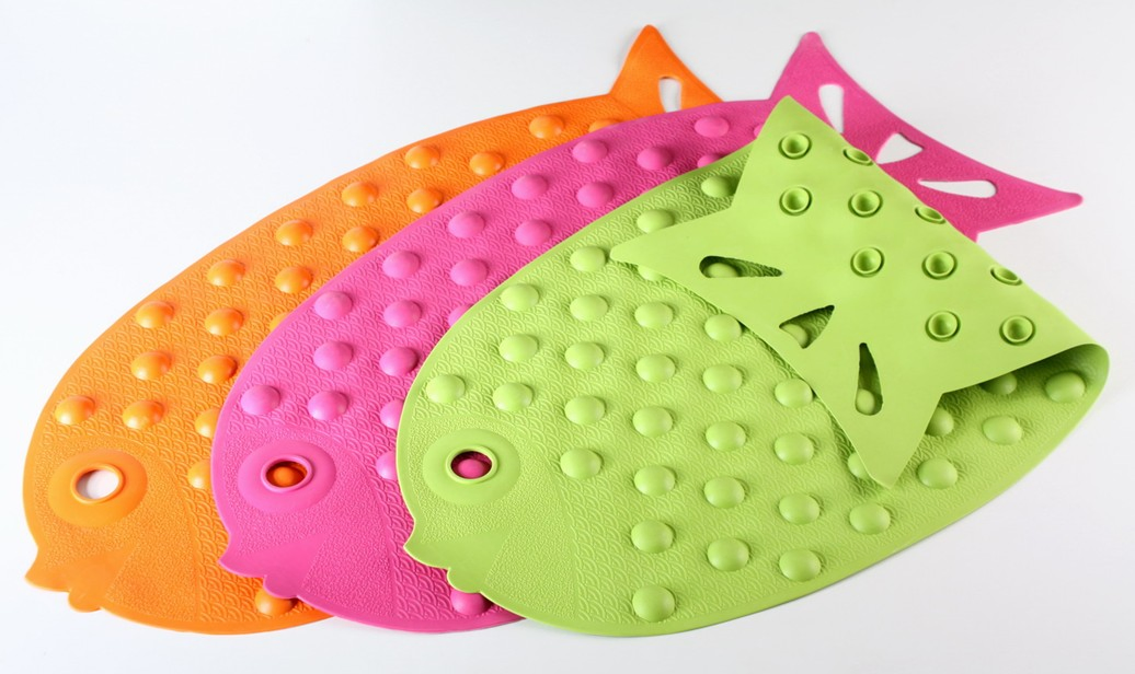 Foot Shape Baby Care Protection Bathtub Rubber Shower Mat with Sucker Disks