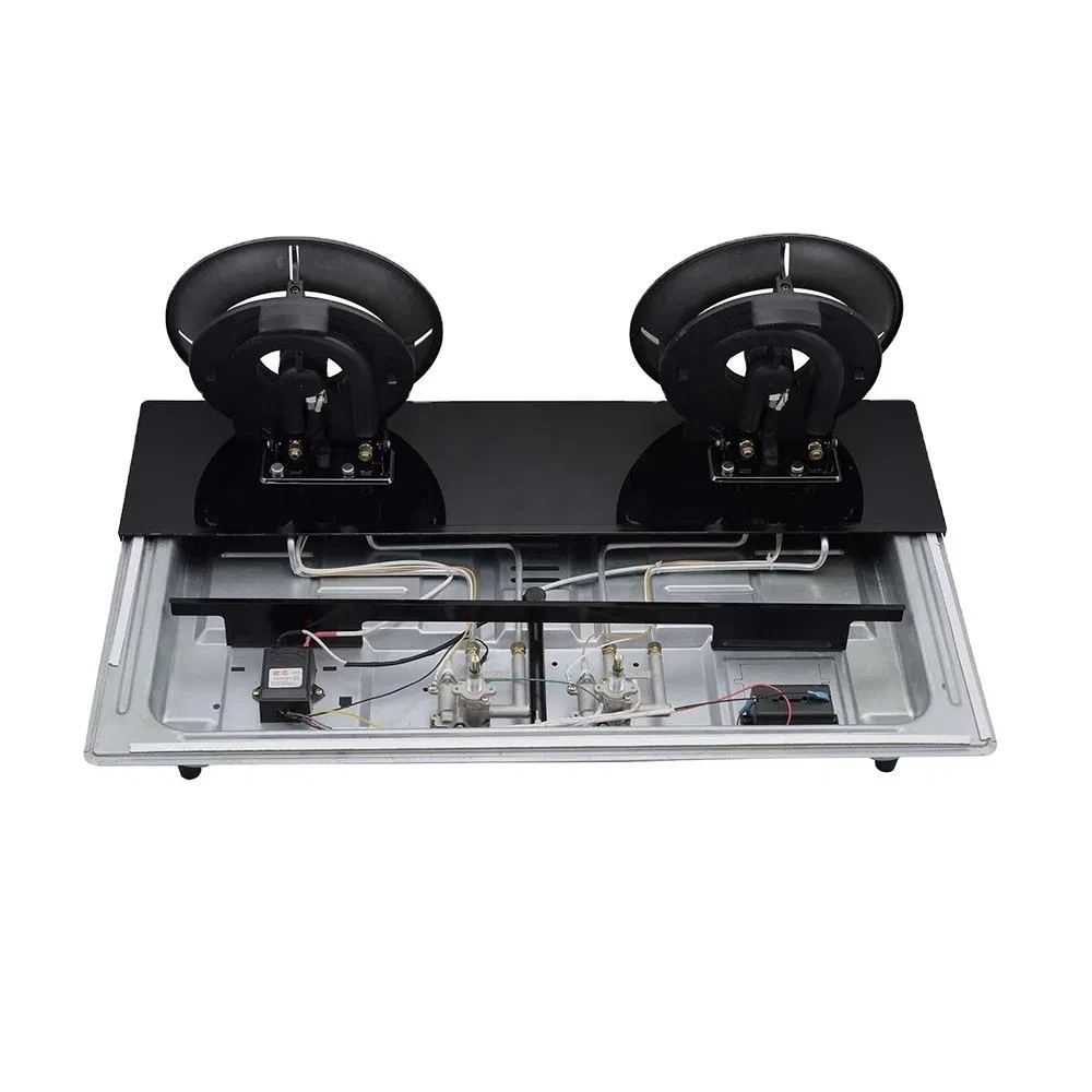 2 Burners Folding Gas Hob Tempered Glass Panel Double Cookers Gas Stove