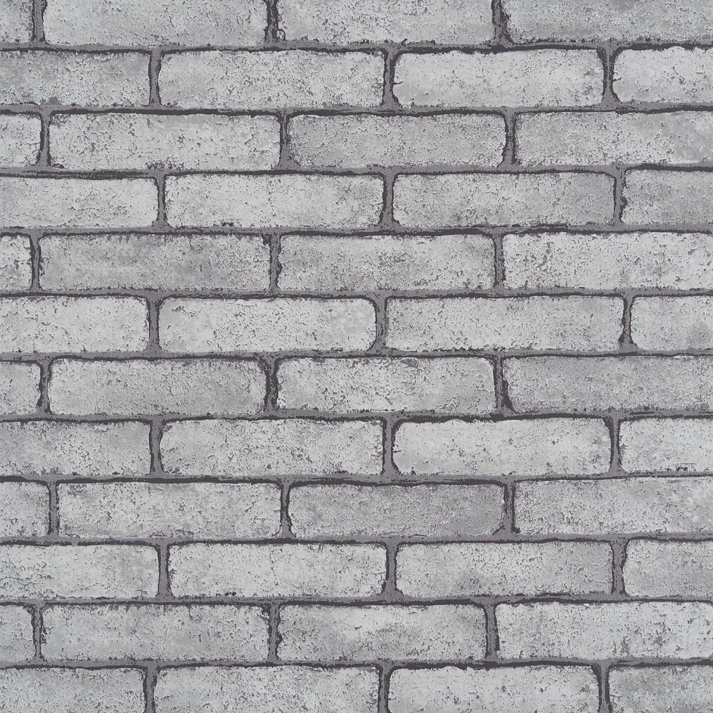 Octki Good Quality Waterproof Grey Brick Modern 3D Vinyl Self Adhesive Office Wallpaper