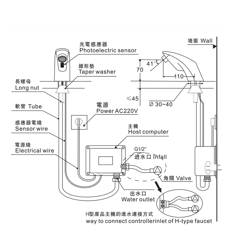 Смеситель для раковины с датчиком движения, автоматический