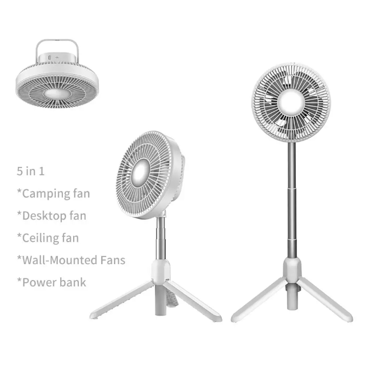 Rechargeable Camping Fan Desk Floor Portable Tripod Fan LED Tent Light Power Bank Smart Remote Control Indoor Outdoor Fan