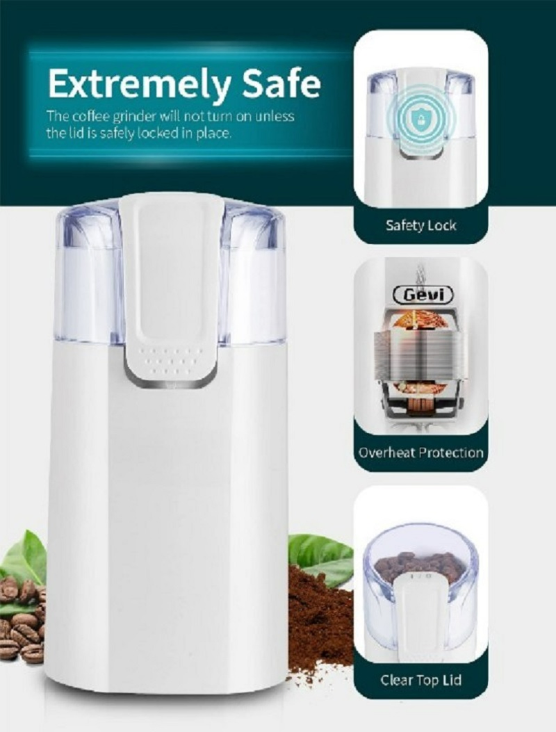 Great Quality Stainless Steel Blade One-Touch Button Electric Coffee Grinder