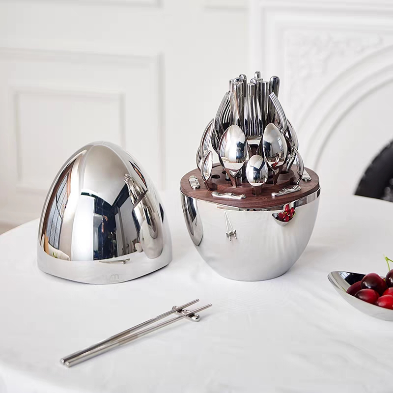 24/36 Piece Luxury Silverplated Cutlery Set in Egg Case Stainless Steel Flatware Set for Gift Box