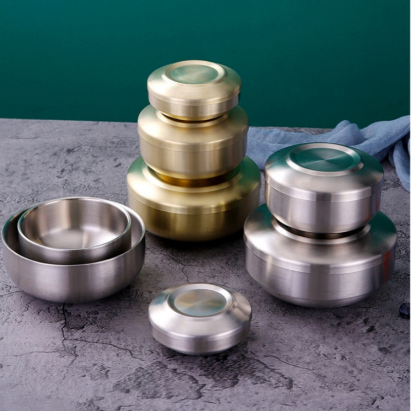 Stainless Steel Double Bowl Multi Size Salad Fruit Salad Mixing for Home Hotel Restaurant