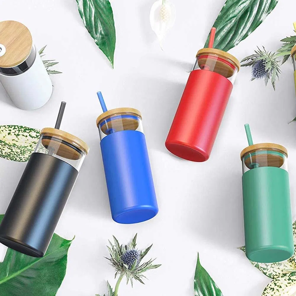 Water Glass Tumbler with Bamboo Lid