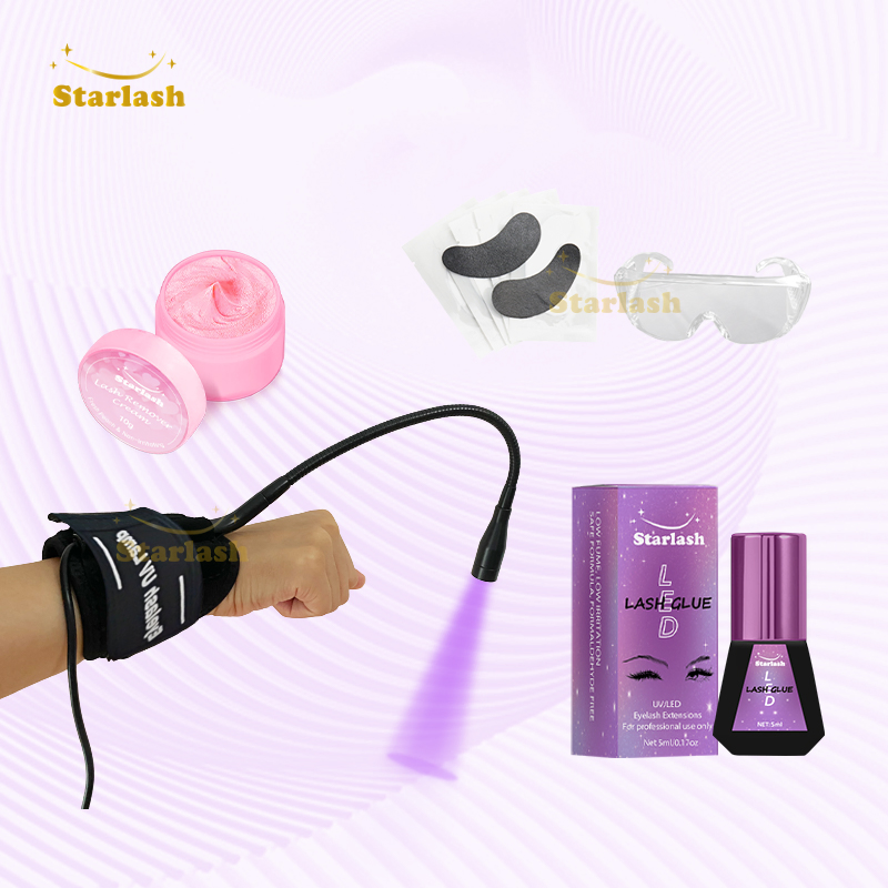 Star Lash LED UV Foot Pedal Eyelash Long Retention UV LED Wrist Lamp Lash Glue Set
