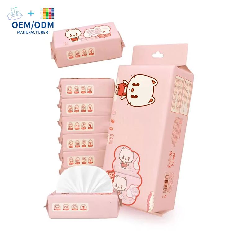 OEM Mini 99.9% Pure Water Cleaning Wet Wipes for Baby Sensitive Skin Flushable Wipes 64PCS/Packs Wet Cleansing Cloths