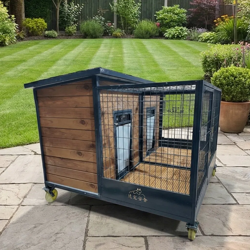 Premium Outdoor Pet Shelter with Secure Fence Door and Ventilation