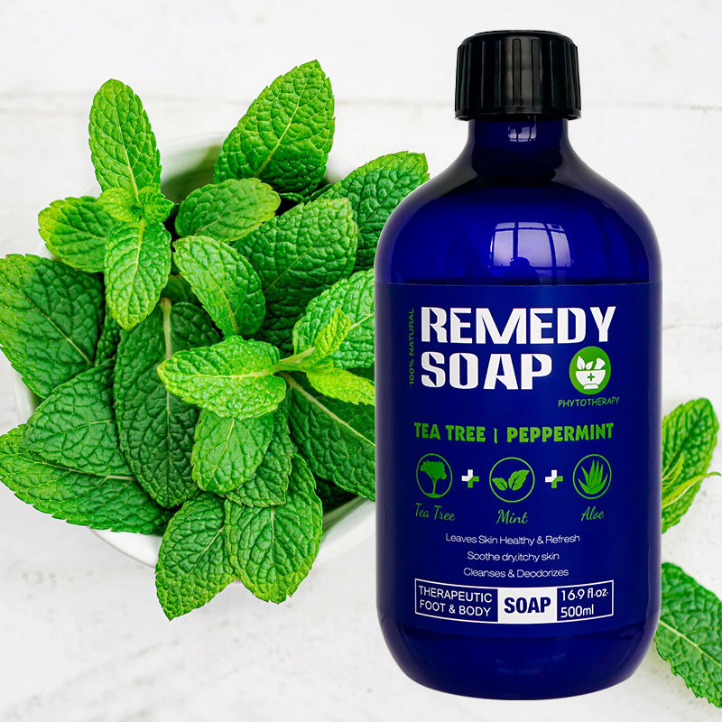 Private Label Natural Organic Body Wash Remedy Soap Rosemary Tea Tree Oil Healing Nourishing Shower Gel for Soothes Liquid Soap