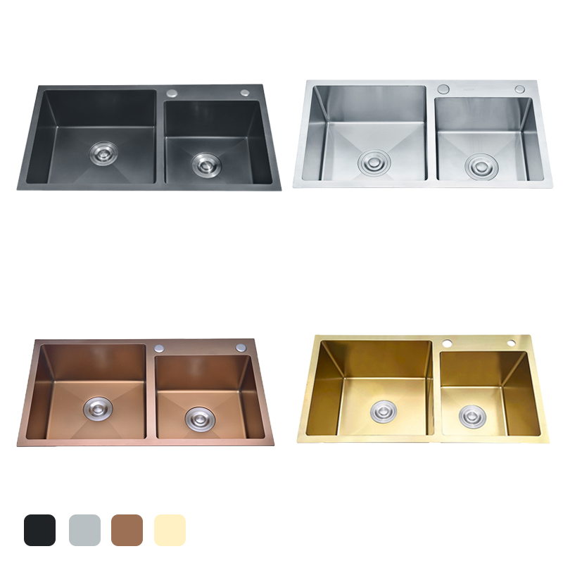 High End Commercial Stainless Steel Double Basin Nano Black Kitchen Sink