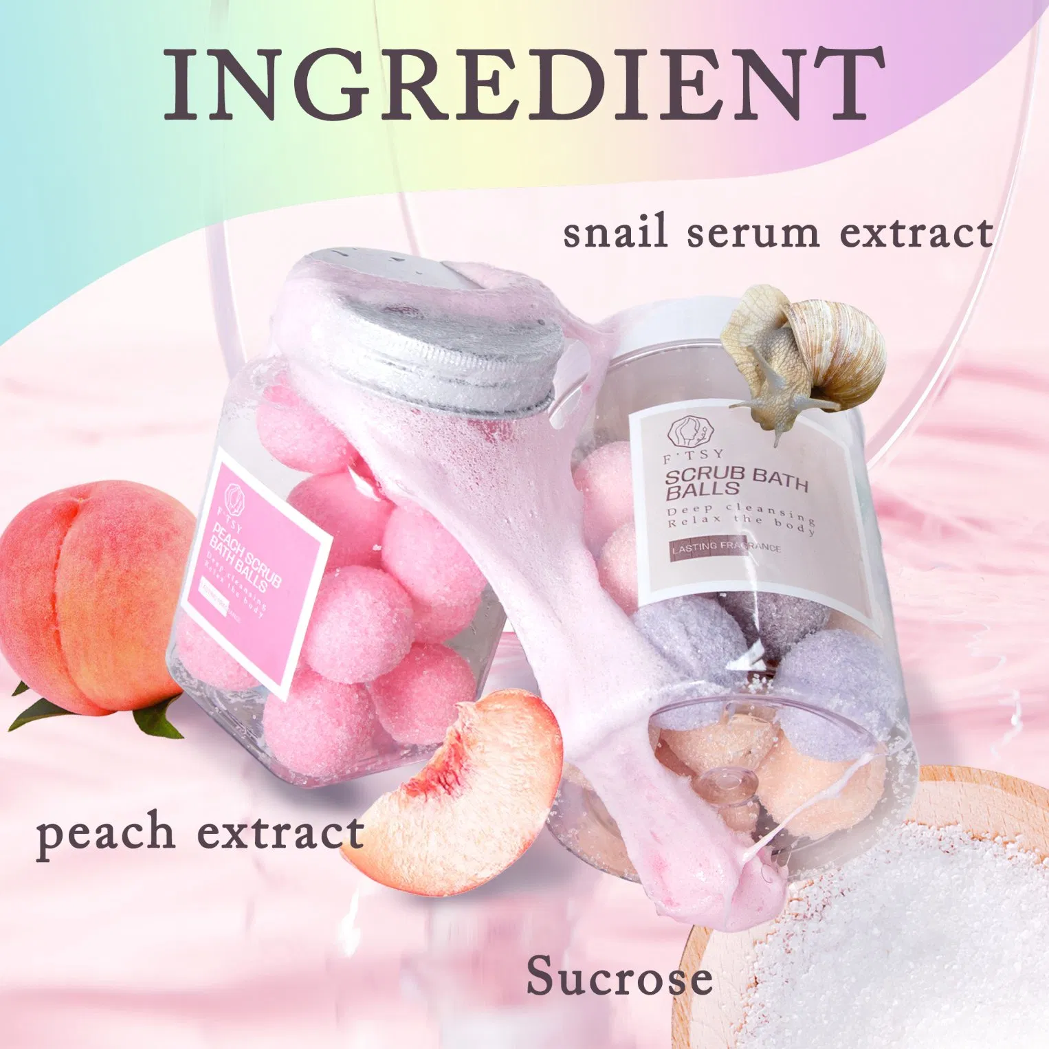 Factory High-Quality Organic Gentle Cleansing Bath Candy Exfoliating Brightening Sugar Scrub Balls Body Care