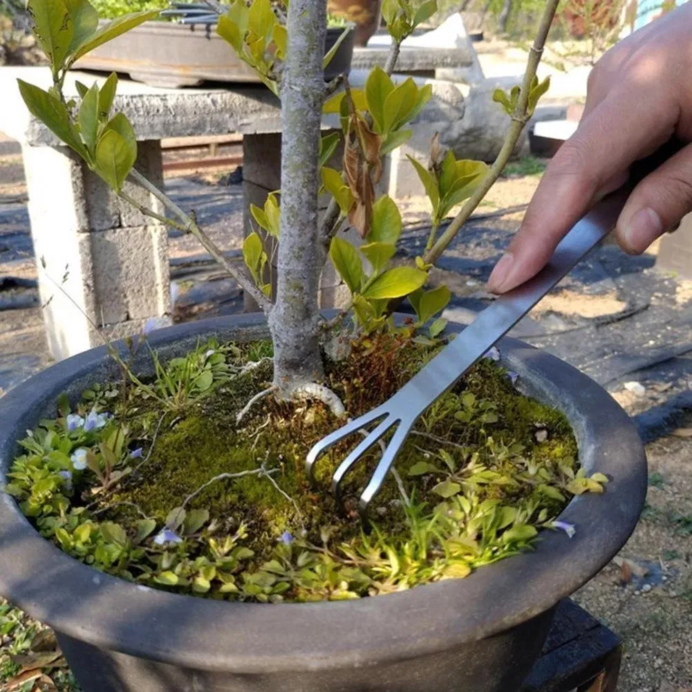 Bonsai Rake Gardening Tools 2 in 1 Steel Succulent Bonsai Spatula portable Handheld Loosen Soil Root Rake Garden Tools