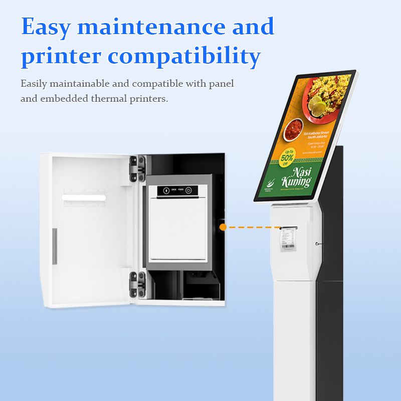 23.8 Inch Restaurant Food Ordering Kiosk with Printer Touch Screen Self-Service Payment Kiosk