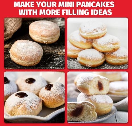 Non Stick Pancakes Maker Machine, Electric Poffertjes Pan with Browning Control, Mini Ebelskiver Aebleskiver Pan, Dutch Pancake Maker