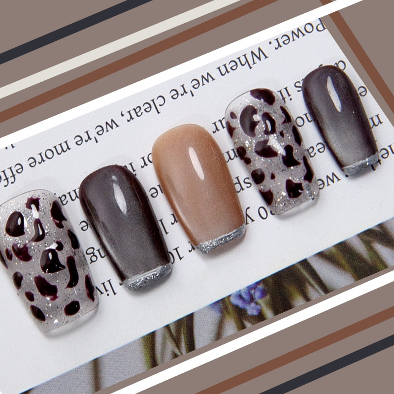 Wild Leopard Press-on Nails with Silver Accents