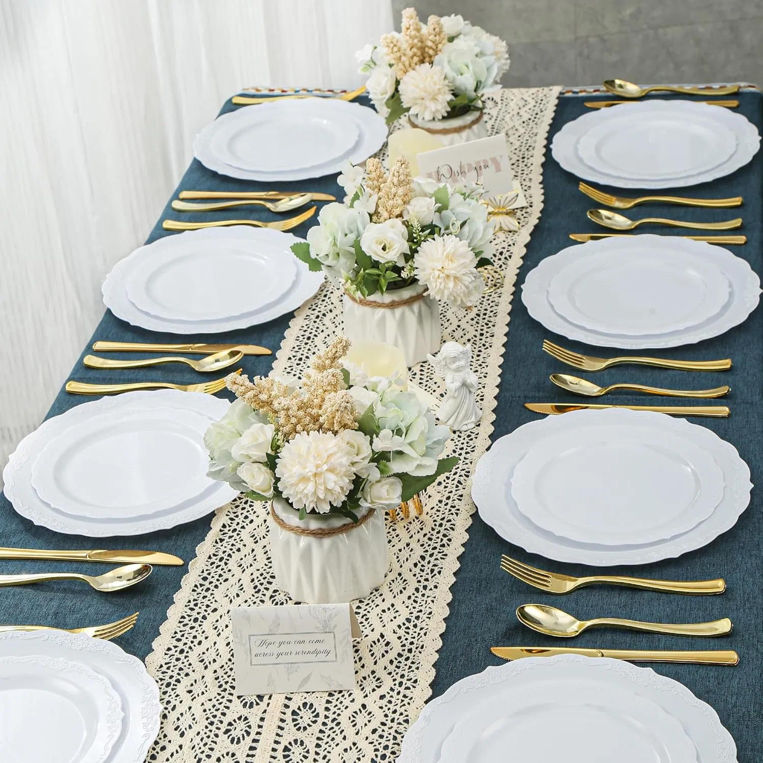 Elegant 10-Inch White Disposable Plates - Ideal for Weddings and Celebrations