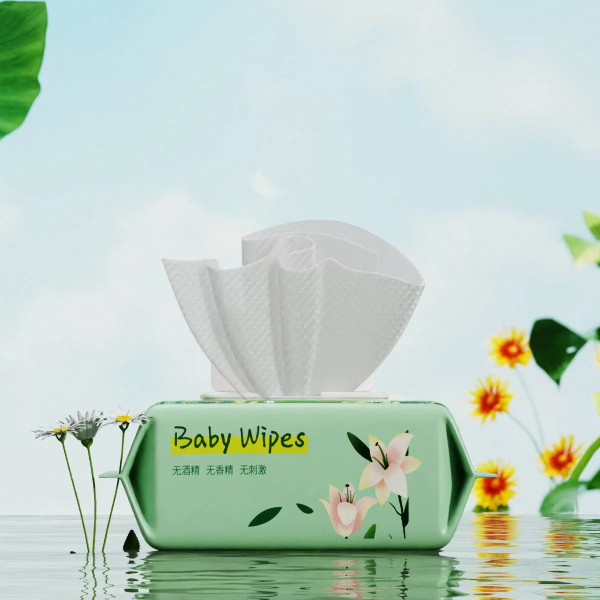 Professional Manufacturing Natural Extra Soft Cotton Wet Wipe for Baby Without Alcohol