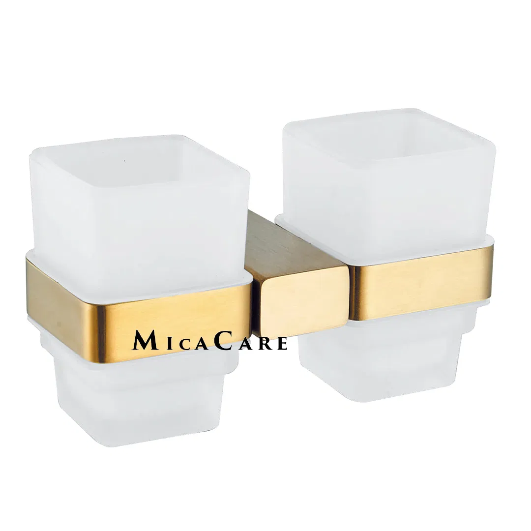 Modern Stainless Steel 304 Wall Mounted Tumbler Holder with Gold Brushed Bracket