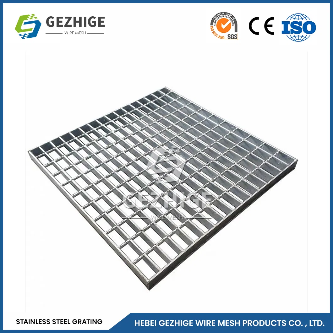 Gezhige Stainless Steel Drain Grate Outdoor Factory Construction Material Ss Steel Grating China 60 80mm Bearing Bar Pitch Heavy Duty Stainless Steel Grating