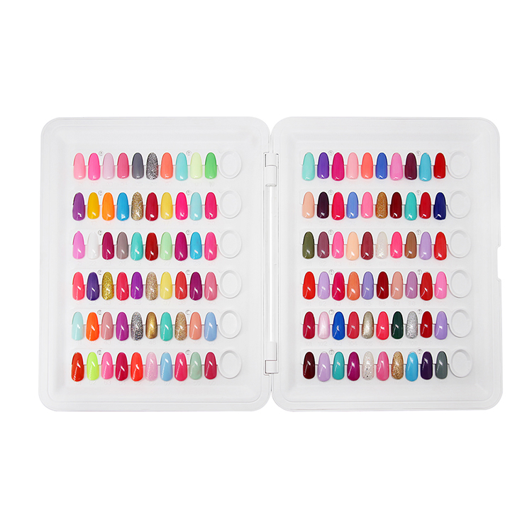 Plastic Nail Color Chart with 120PCS Fake Nail Art Tips for Salon Nails Polish Display