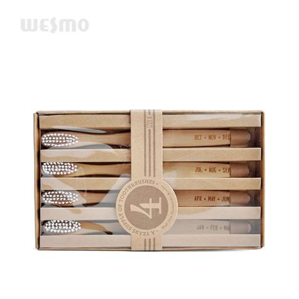 4-PC Set Eco-Friendly Carbonized Bamboo Toothbrush