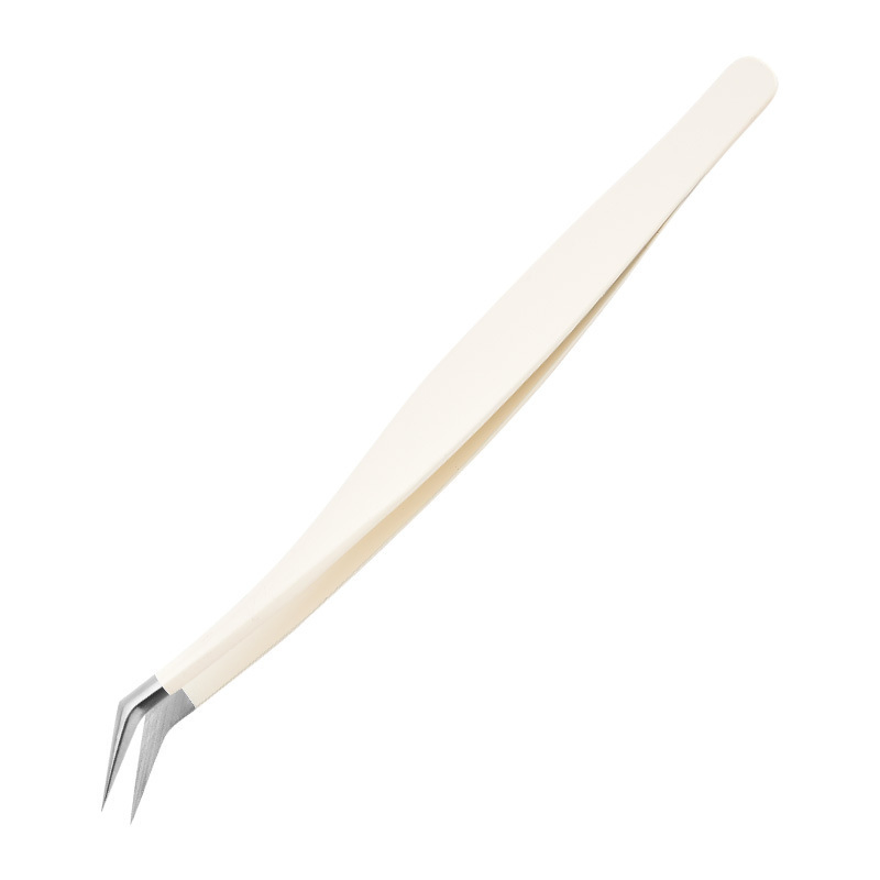 Professional High Precision Milky White Straight Curved Tips Lash Eyelash Extension Tweezers