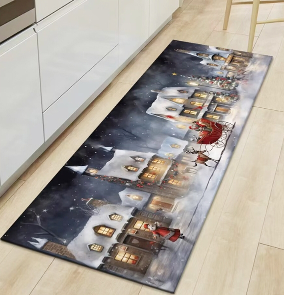 Christmas Decoration Rug - Festive Non-Slip Floor Mat Party Room Atmosphere