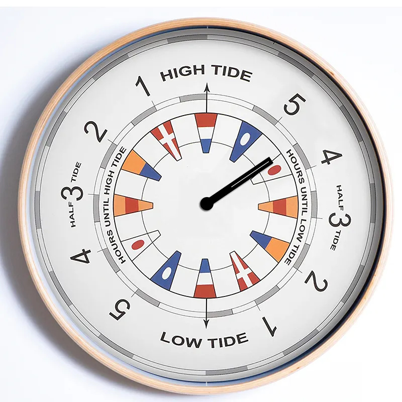 New Sailing The Ocean Picture Round Wood Frame Tide Wall Clocks Custom Logo
