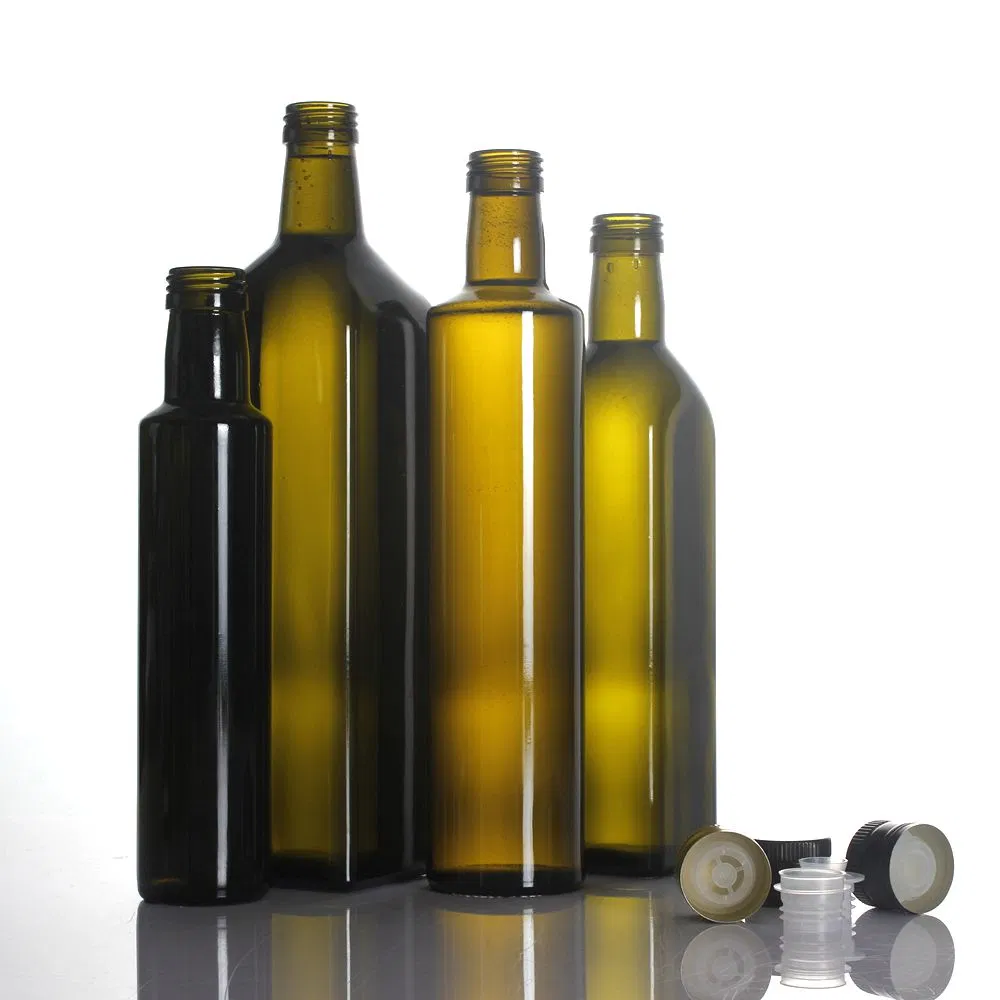 Wholesale 750ml 500ml 250ml Dark Green Square Round Kitchen Edible Olive Oil Bottle