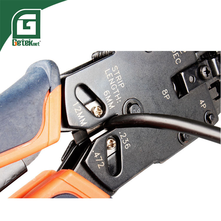 Geteknet 8p8c 6p6c Pass Through Connector RJ45 Rj12 Hand Crimping Cutting Stripping Network Tool