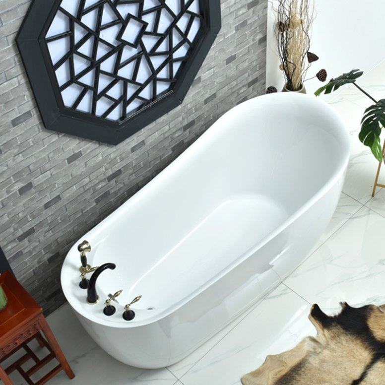 Adult Acrylic Bathtub White Freestanding Solid Surface Modern Oval Shower Bathtub