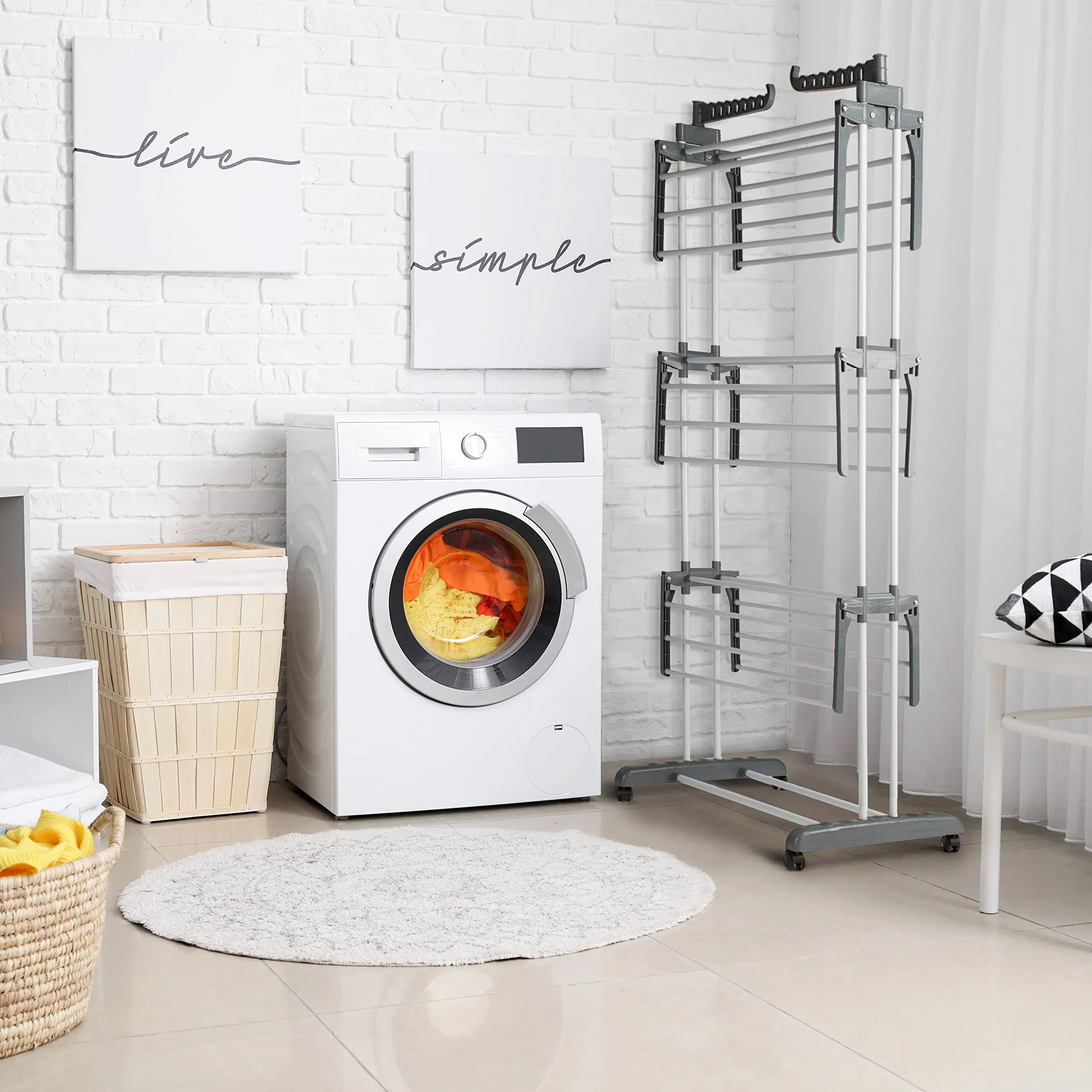 Premium Clothes Foldable Stainless Steel Collapsible Free Standing Indoor Drying Rack