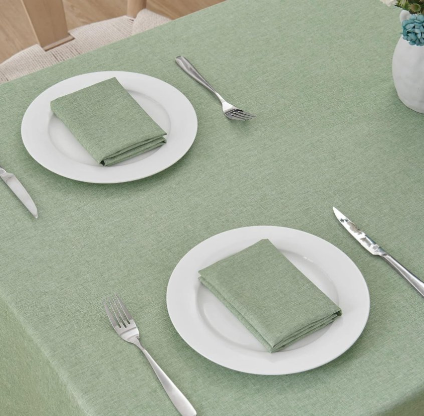 Rectangle Stain and Wrinkle Resistant Washable Tablecloth Waterproof Linen Textured Tablecloth