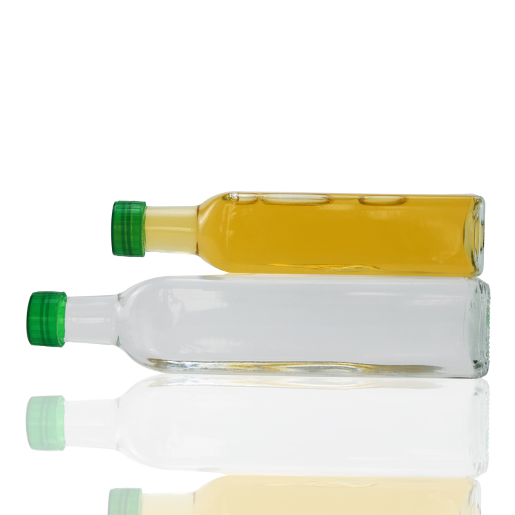 Empty Olive Oil Bottle with Cap 250ml 500ml 750ml 1L Clear Square Glass Bottle for Olive Oil