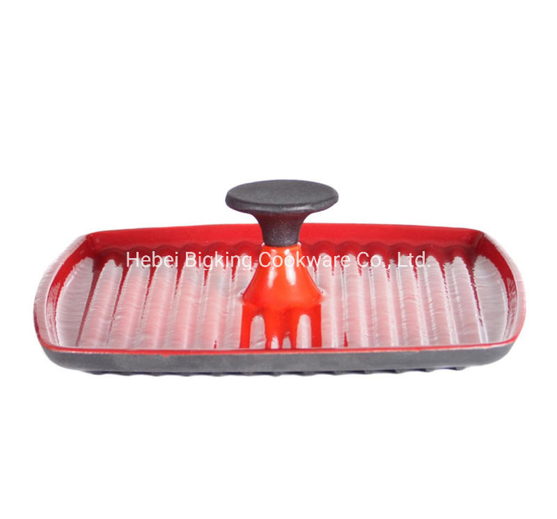 Пресс для стейков из чугуна с красной эмалью